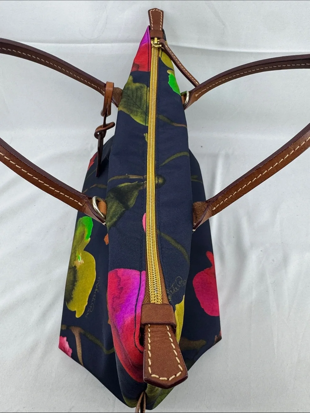 Roberta Pieri Robertina Navy Floral Classic Mini Tote Bag Italian Shoulder Purse